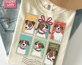 Maglietta personalizzata per cani Comfort Colors, maglietta personalizzata per animali domestici, cane personalizzato, magliette personalizzate per cani, maglietta personalizzata per cani, maglietta con francobolli per cani, regalo in ricordo del cane