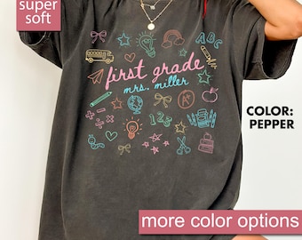 Comfort Colors® Custom First Grade Teacher Shirt, Personalized 1st Grade Teacher Shirt, Customized 1st Grade T-Shirt, First Grade TShirt