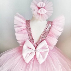 Luxury Pink Girl Dress , Pink Birthday Outfit , Baby Party Cloth , Girl Party Cloth , Girl Costume , Baby girl Costume , 1st Birthday Dress