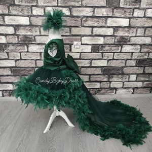 Emerald Green Dress , Emerald Green Bride Dress , Emerald Green Flower Girl Tutu Dress , Emerald Green Wedding Dress , 1st Birthday Dress