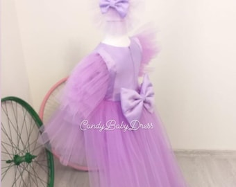 Long Lilac Dress ,Luxury Girl Costume ,Baby Girl Dress Birthday Dress , Girl Dress , 1st Birthay Dress , Babygirl Costume , Girl Costume