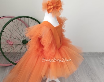 pink and orange tutu dress Hot Pink and Orange Fancy Tutu Dress for Infants, Toddlers, Girls, Customizable