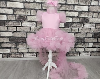 Roze tule prinsessenjurk, verjaardagsjurk