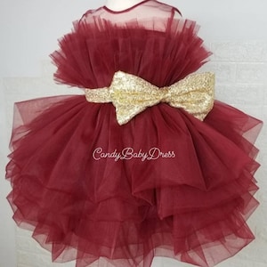 Baby Girl Red Dress For Special Occasion,Birthday Burgundy Dress,Burgundy Bridesmaid Dress,Dark Red Toddler Dress,Burgundy Flower Girl Dress