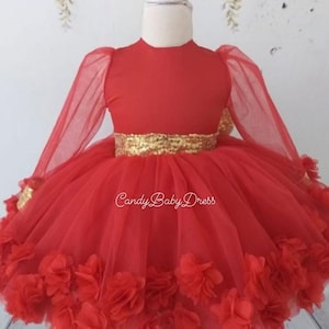 Red Girl Dress , Birthday Dress , Flowers Girl Dress , Luxury Red Costume , Tutu Dress , Tulle Dress , Baby Girl Dress , Birthday
