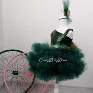 Green Girls Dress , Green Birthday Outfit, Fancy Girl frock, Baby Party Cloth, Princess Vesture, Baby Girl Toddler, Green Sequin Dress