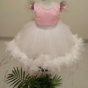 White Costume, Luxury Girls Fur Dress, Birthday Outfit, Baby Party Clothing, Princess Vesture, Baby Gown, Beautiful Babygirl Costume
