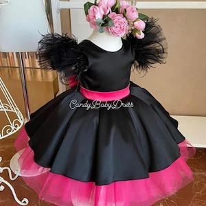 Black Girl Dress Black Baby Girl Dress , Luxury Black Dress , Black Girl Costume,Black Dress For Girls,Black Birthday Dress