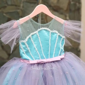 Traje de bebé sirena, vestido de sirena, vestido de niña de flores de sirena, vestido de niña ocasión especial, vestido de primer cumpleaños, vestido de fiesta de niña