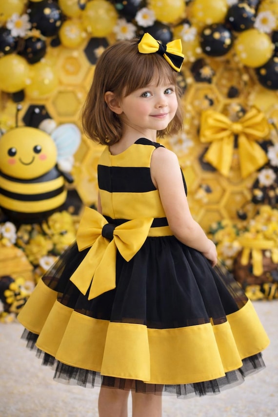 Bumble Bee Costume Dress, Black & Yellow Tulle, Baby Girl Frock - Etsy