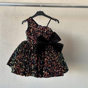Black sparkly dress for baby girl, Black baby girl dress for birthday, Black toddler dress, Black birthday party dress