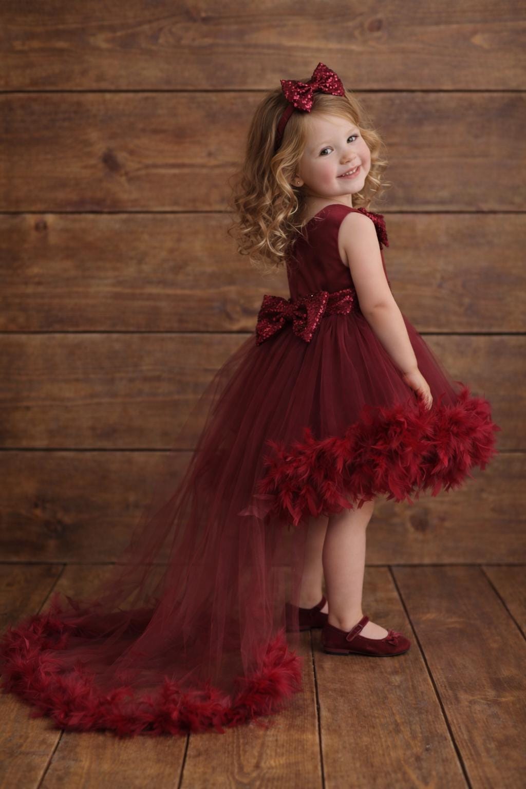 Burgundy Toddler Flower Girl Dress