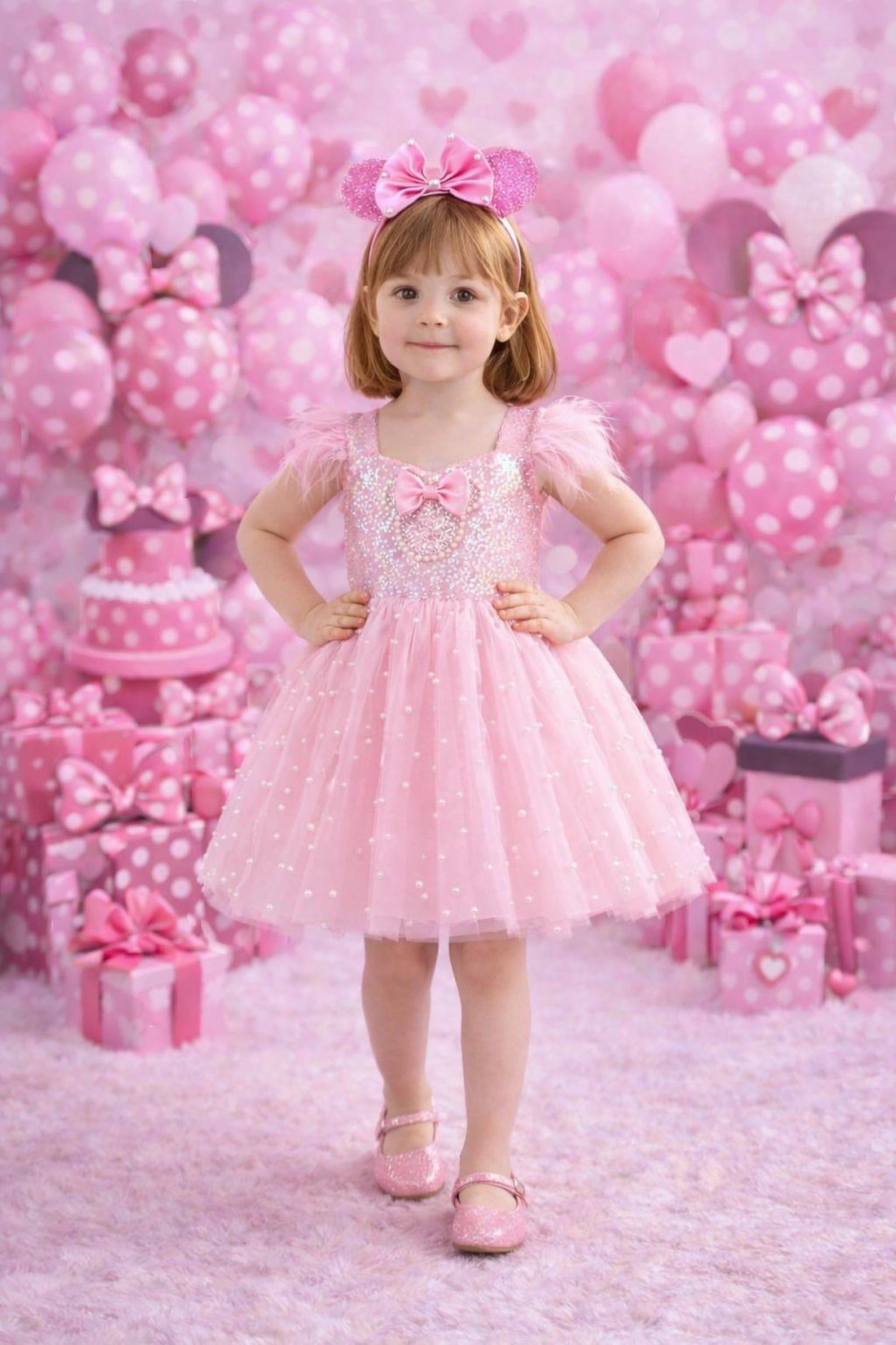 Handmade Pink Minnie Mouse Inspired Birthday Dress for Girls - Etsy