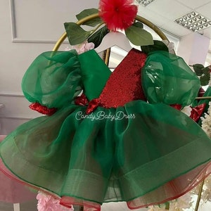 Christmas Dress , Baby Girl Dress , Holiday Dress , Green Sparkle Christmas dress , Noelle Dress , For Special Occasion , Luxury Baby Dress