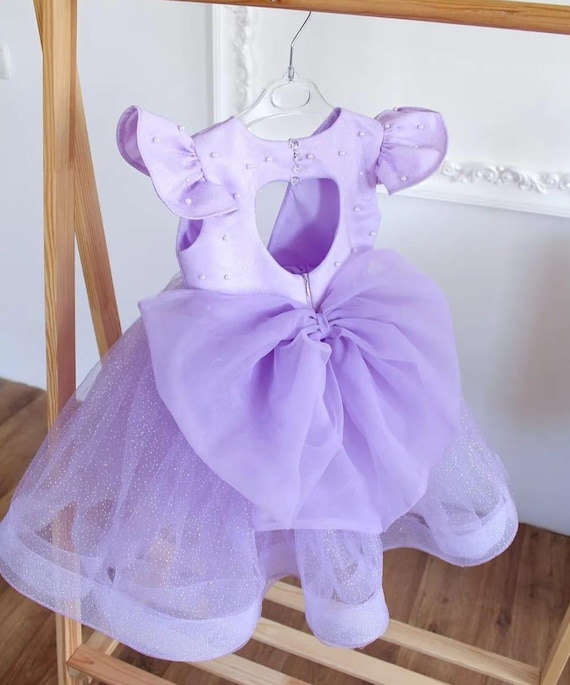 Color Lila Bebe Vestido Vestido Lila Para Primer Cumpleaños De