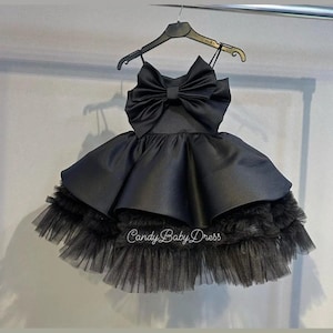 Black Toddler Tulle Dress, Black Flower Girl Dress, Black Tutu Dress, Formal Dress, Birthday Dress 1 Year Old, Elegant Dress, Cake Smash