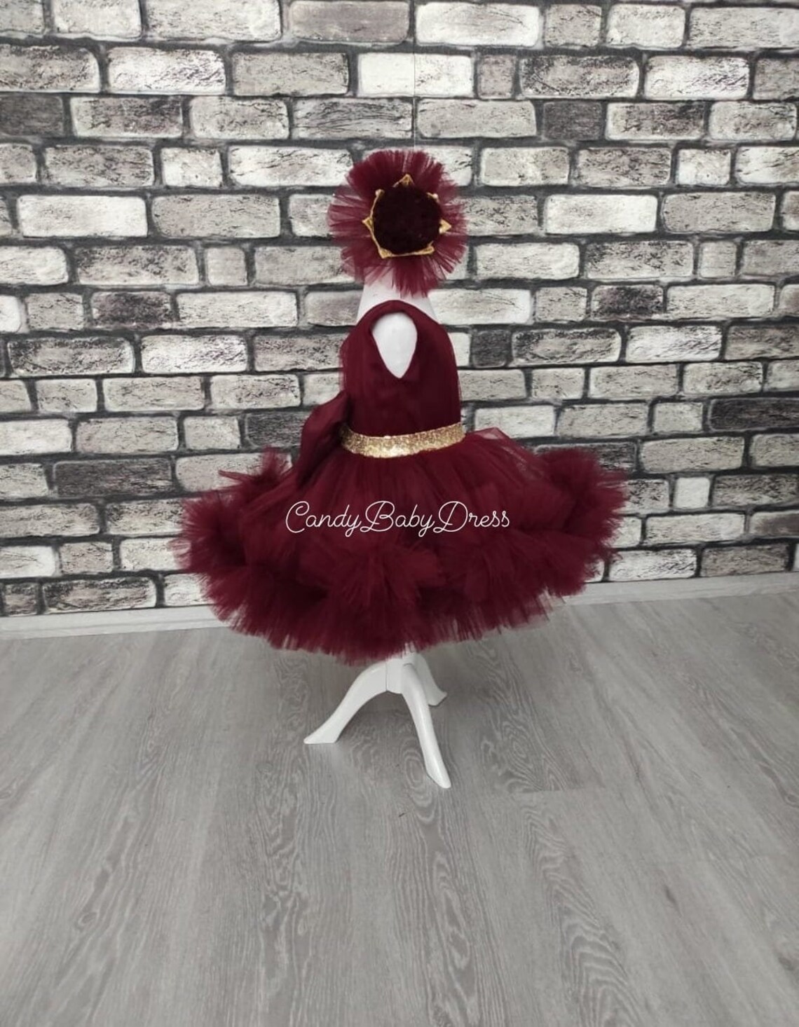 Burgundy Floral Stripe Festa Girl Hand-Smocked Dress