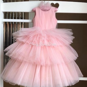 Pink Girl Dress , Luxury Girls Dress, Birthday Outfit, Baby Party Clothing, Princess Girl Dress , Baby Gown, Luxury Babygirl Costume