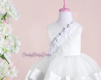 White Floral Tulle Flower Girl Dress | Special Occasion Outfit