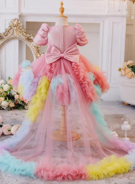 Fantasia de unicórnio rosa, vestido de unicórnio luxuoso, roupa de