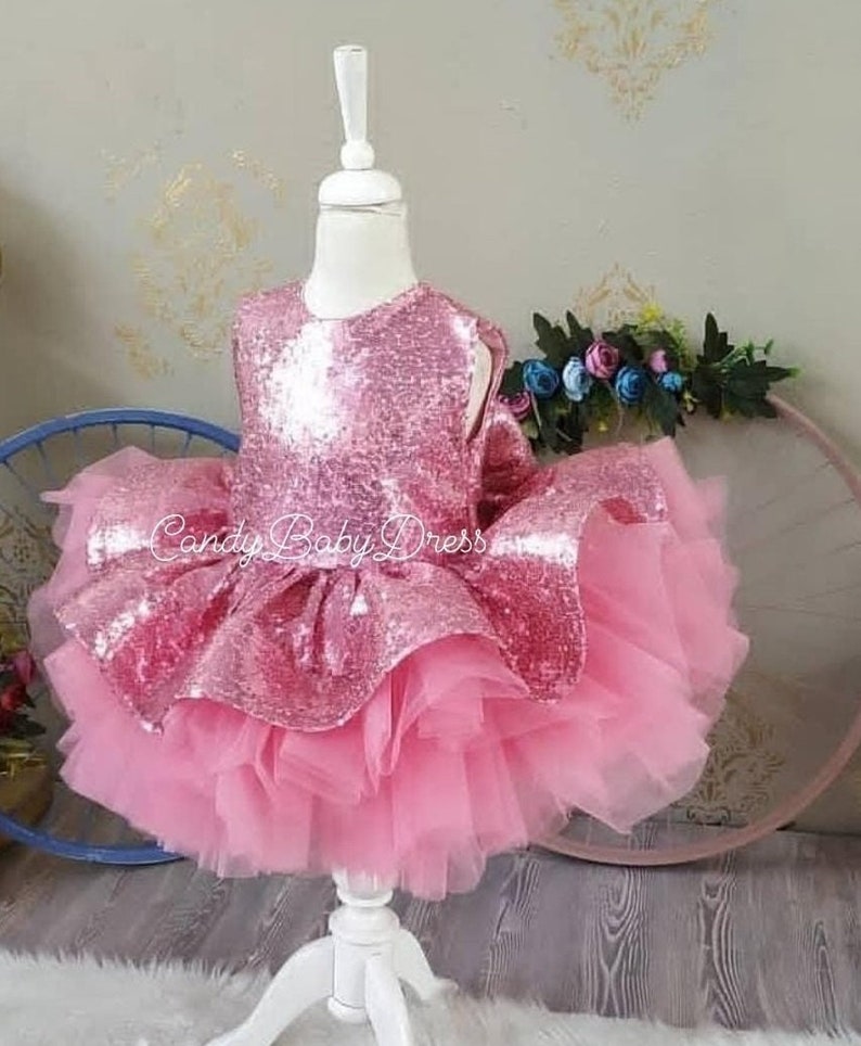 Pink Girl Dress pink Luxury Bİrthday Dress Set Baby Party Etsy