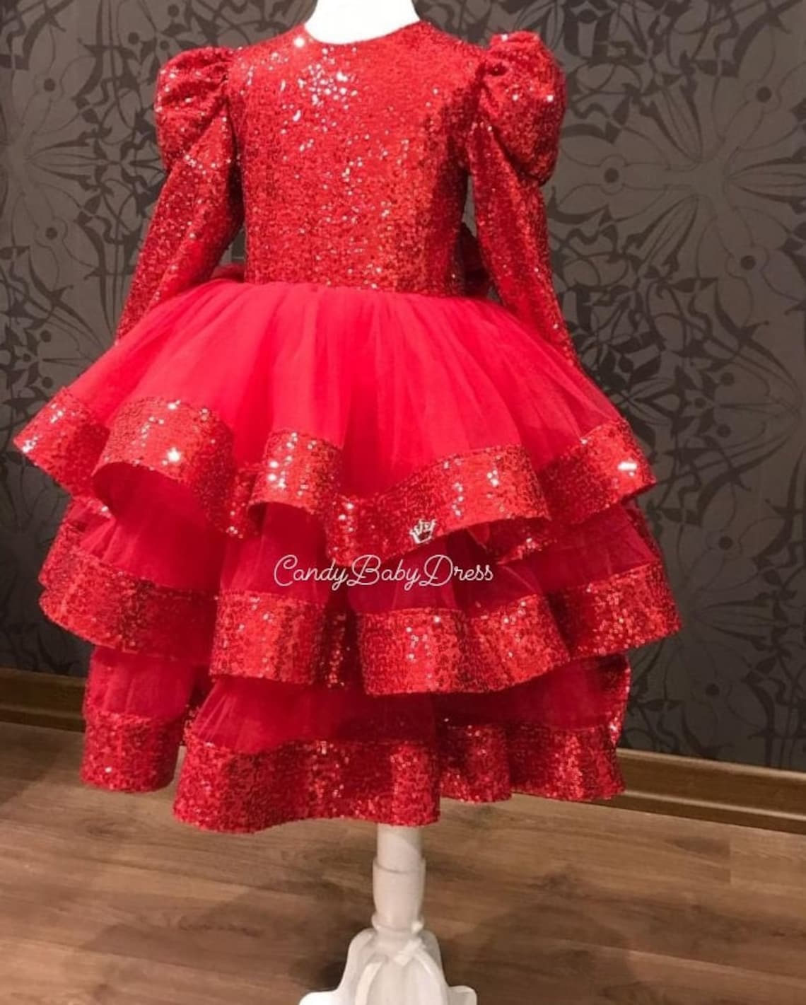Girls' Red Sequin Dress main image 1