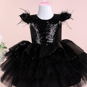 Black Sequin Flower Girl Dress, Luxury Birthday Outfit, Princess Vesture, Girl Gown, Baby Girl Party Costume, Baby Frock, Toddler Outfit