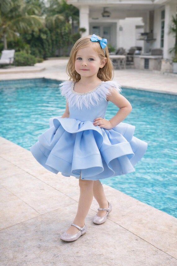 short cupcake dresses Sugar Kayne C200 Cupcake Pageant Dress Baby Toddler Girls Rhinestone Short Ruffle Girls High Neck Aqua / 3T