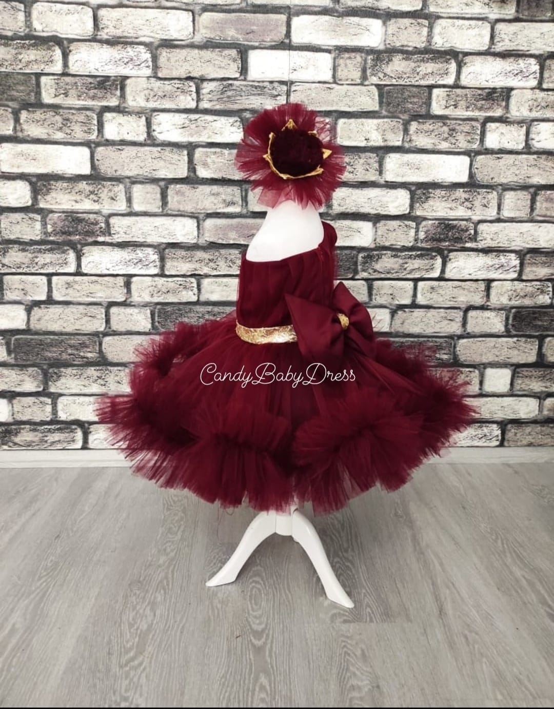 newborn burgundy dress Burgundy Red Lace Front Mohair Knit Newborn Romper, Beige main image 1