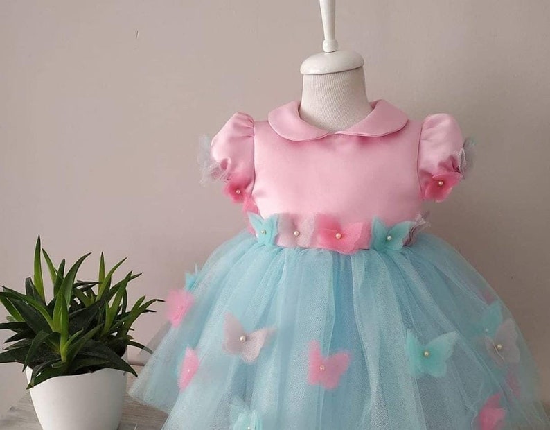Girl Dress With Butterfly Luxury Bİrthday Dress Set Baby Etsy