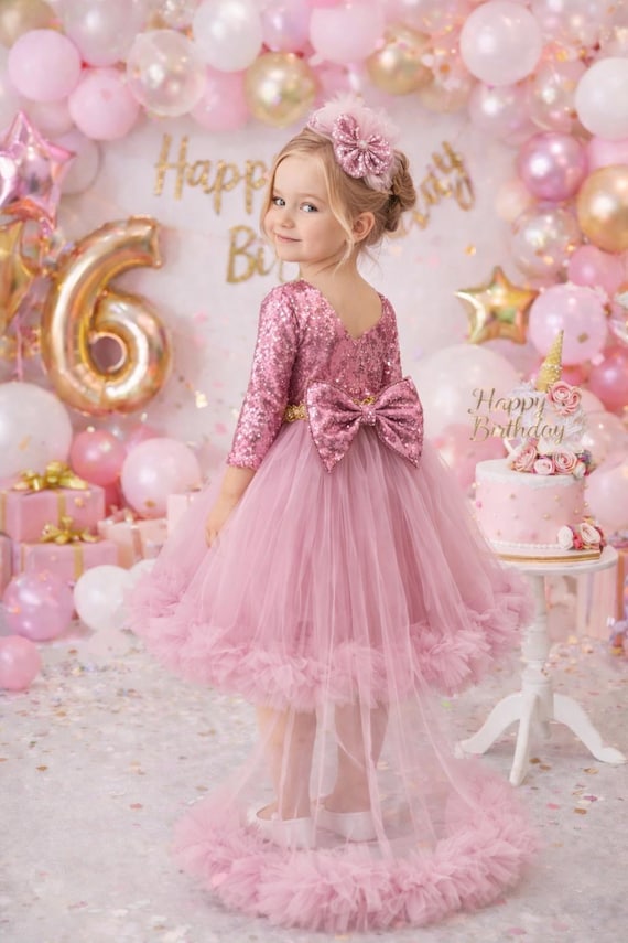 sequin toddler dress Pink Sequin Toddler Dress, Detachable Tail, Princess Costume