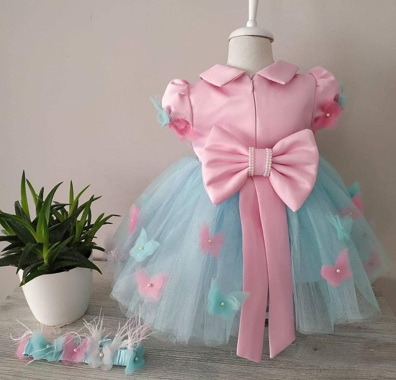 Girl Dress With Butterfly Luxury Bİrthday Dress Set Baby Etsy