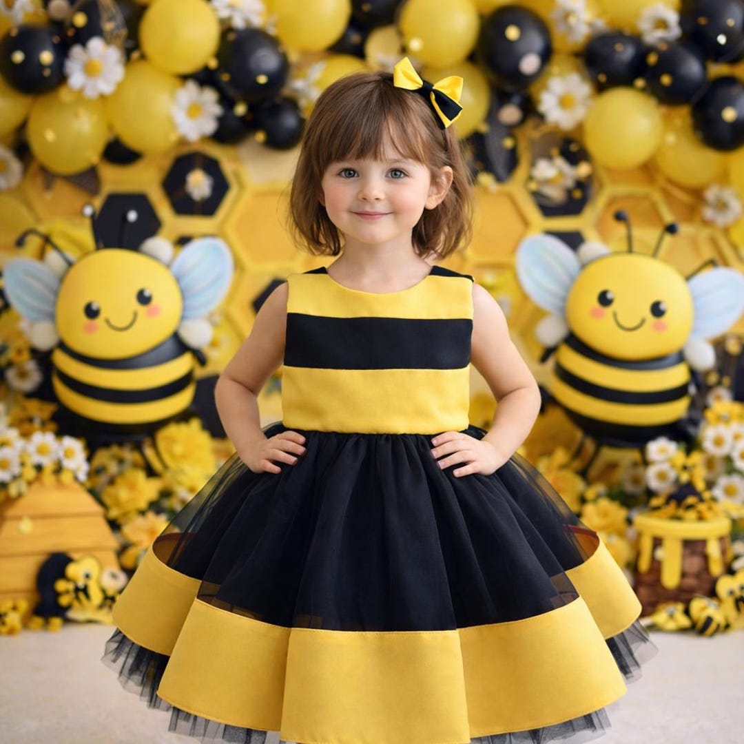 【美品】Bibiy. HONEY BEE DRESS Bumble Bee Costume Dress, Black & Yellow Tulle, Baby Girl Frock - Etsy