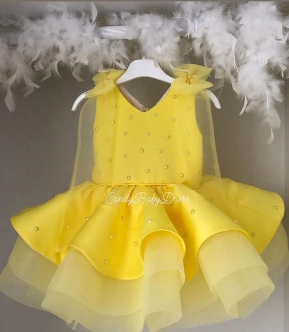 Yellow Tulle Baby Dress, Party Princess, 1st Birthday Yellow Tulle Baby Dress, Party Princess, 1st Birthday