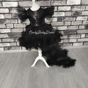 Black Girl Outfit , Black Birthday Outfit , Little Black Tutu Dress , Black Baby Gown , Black Puffy Dress, Black Baby Girl Costume Handmade image 4