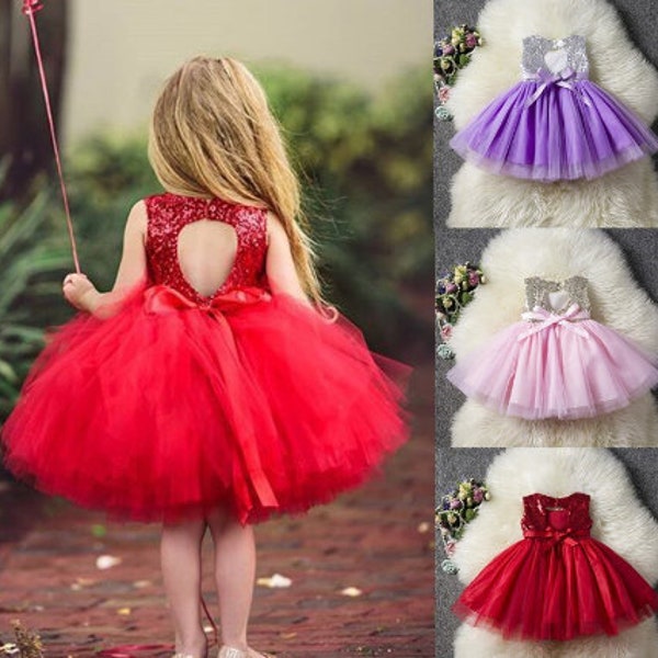 Princesa niños bebé vestido chicas elegante vestido de novia lentejuelas fiesta cumpleaños bautismo vestido chica vestidos de verano tul vestido tutú vestido chica