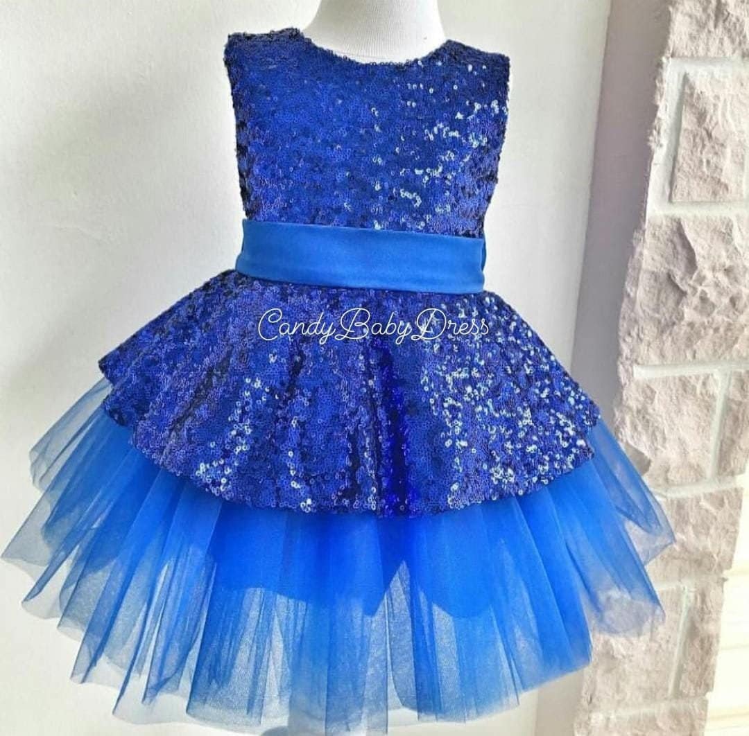 Blue Girls Dress , Blue Birthday Outfit, Fancy Girl Frock, Baby Party  Cloth, Princess Vesture, Baby Girl Toddler, Blue Sequin Dress - Etsy, image size:1080x1062