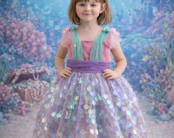 Mermaid Sequin Baby Dress, Special Occasion Tulle Party Dress