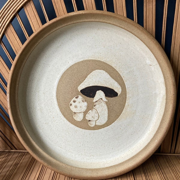 Mid Century Vintage Studio Pottery Mushroom Plate