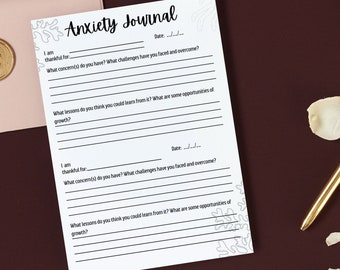 Anxiety Journal with Prompts Printable, PTSD Journal for Men and Women, Self care, Gratitude Journal,  Childhood Trauma Journal for Adults