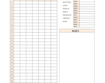 Simple Period Tracker, Yearly Menstruation tracker, Printable Period Tracker, First Period gift,  Track Ovulation, Period Journal Printable