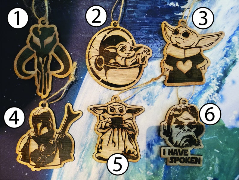 Star Wars Mandalorian Wood Ornaments