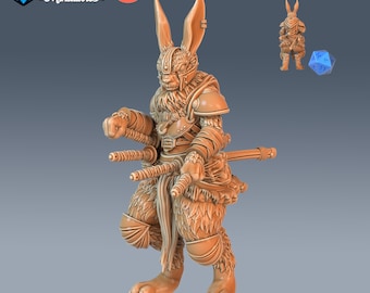75 - 3125 Rabbit Folk Blade Master (Medium) D&D Pathfinder Resin Miniature