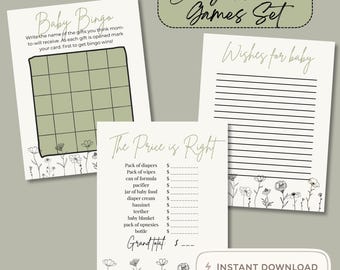 Baby Shower Games Bundle | Baby in Bloom Theme, Neutral Colors (Instant Download)