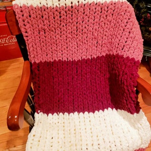 Multi-Colored Chunky Hand-knitted Blanket