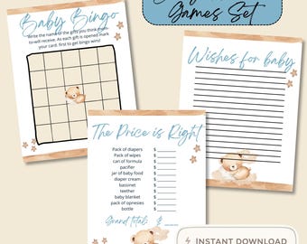 Teddy Bear Baby Shower Games Bundle | Neutral Theme (Instant Download)