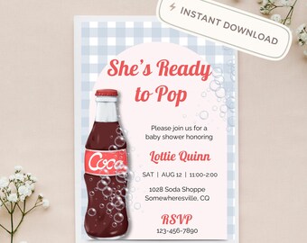 She's Ready To Pop – Soda Theme Baby Shower Invitation (Digital Download)