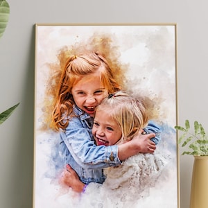Custom Portrait From Photo, Watercolor Portrait Art, Portrait From Picture, Custom Watercolor Gift, Gift From Family, Gift From Kids