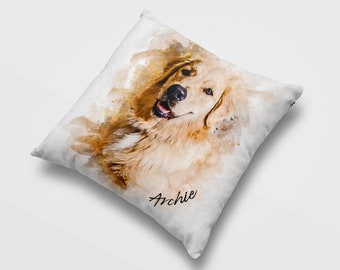 Custom Pet Pillow, Personalized Pillow From Photo, Pet Portrait Dog Pillow, Pet Portrait Pillow