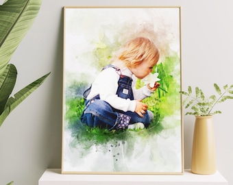 Custom Portrait From Photo, Watercolor Portrait Art, Portrait From Picture, Custom Watercolor Gift, Gift From Family, Gift From Kids